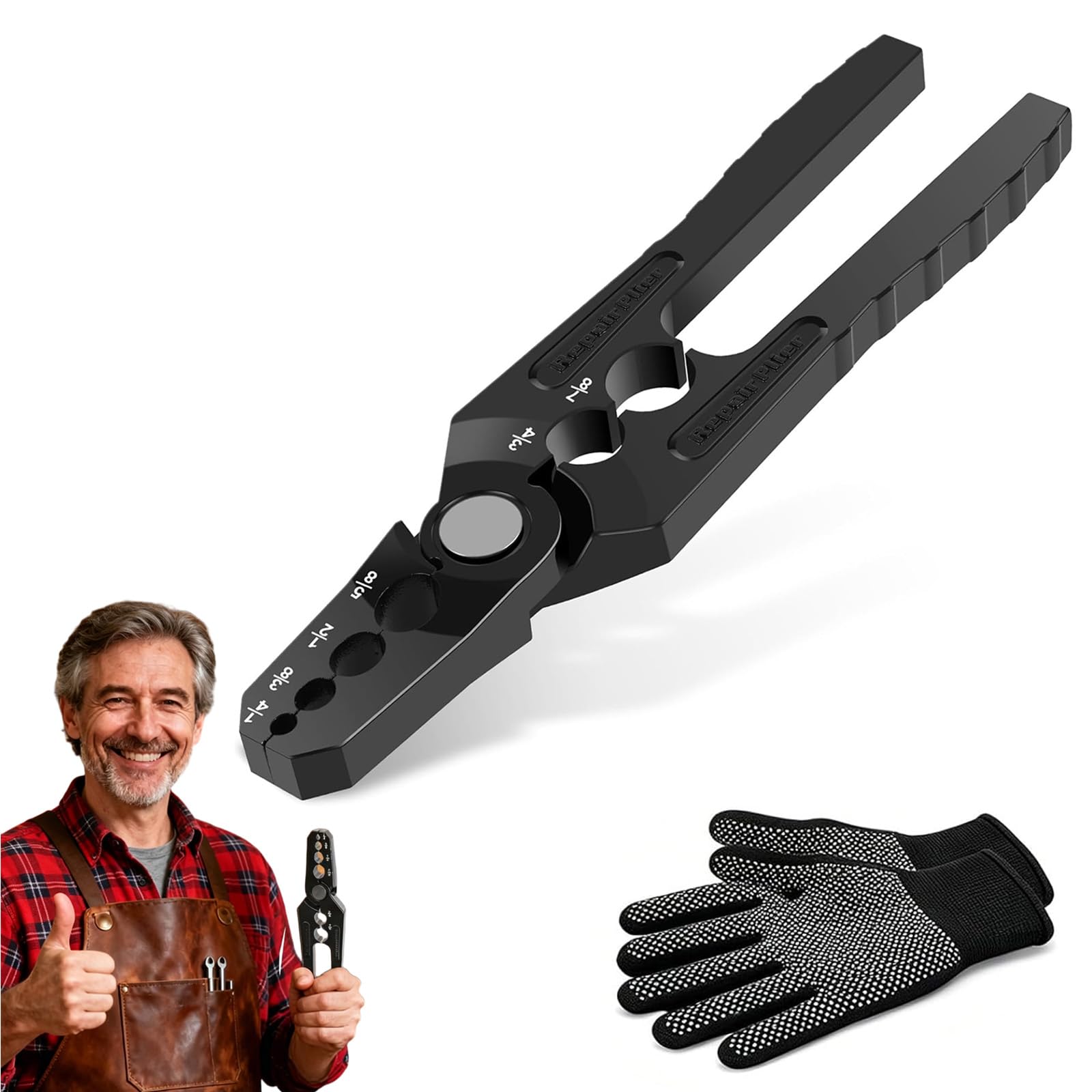 Riarrotondatore Manuale con Tagliatubi Integrato 6 Fori per Tubi Rame 1/4" 3/8" 1/2" 5/8" 3/4" 7/8"