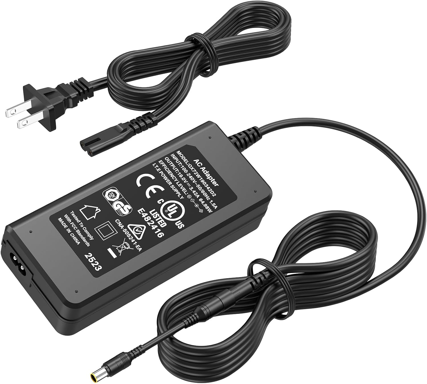 19V 65W Solar Generator Charger fit for Anker 521 A1720 Portable Power Station, Power Cord AC Adapter for Anker 523 533 A1730 A1731 Powerhouse II 300 256Wh 288Wh 389Wh 300W 200W Generator Power Supply