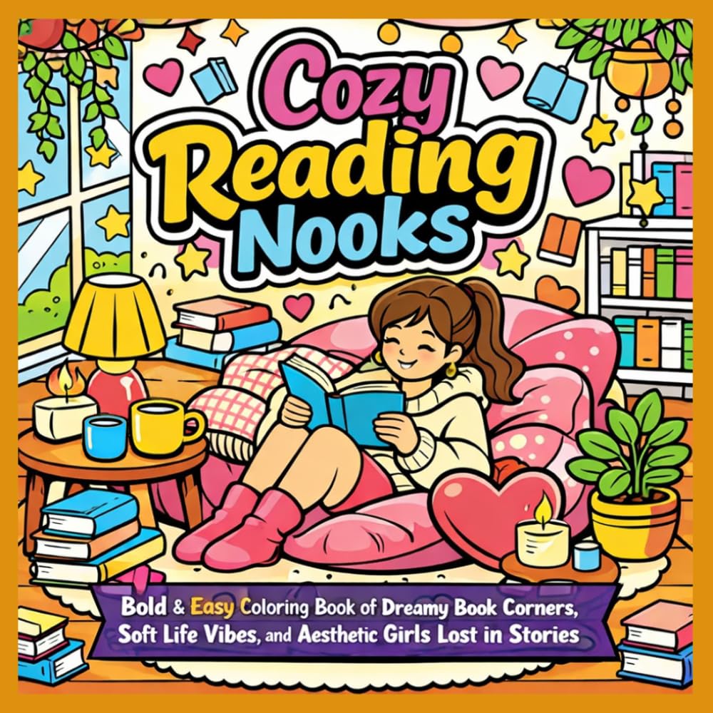 Cozy Reading Nooks: Bold & Easy Coloring Book of Dreamy Book Corners, Soft Life Vibes, and Aesthetic Girls Lost in Stories