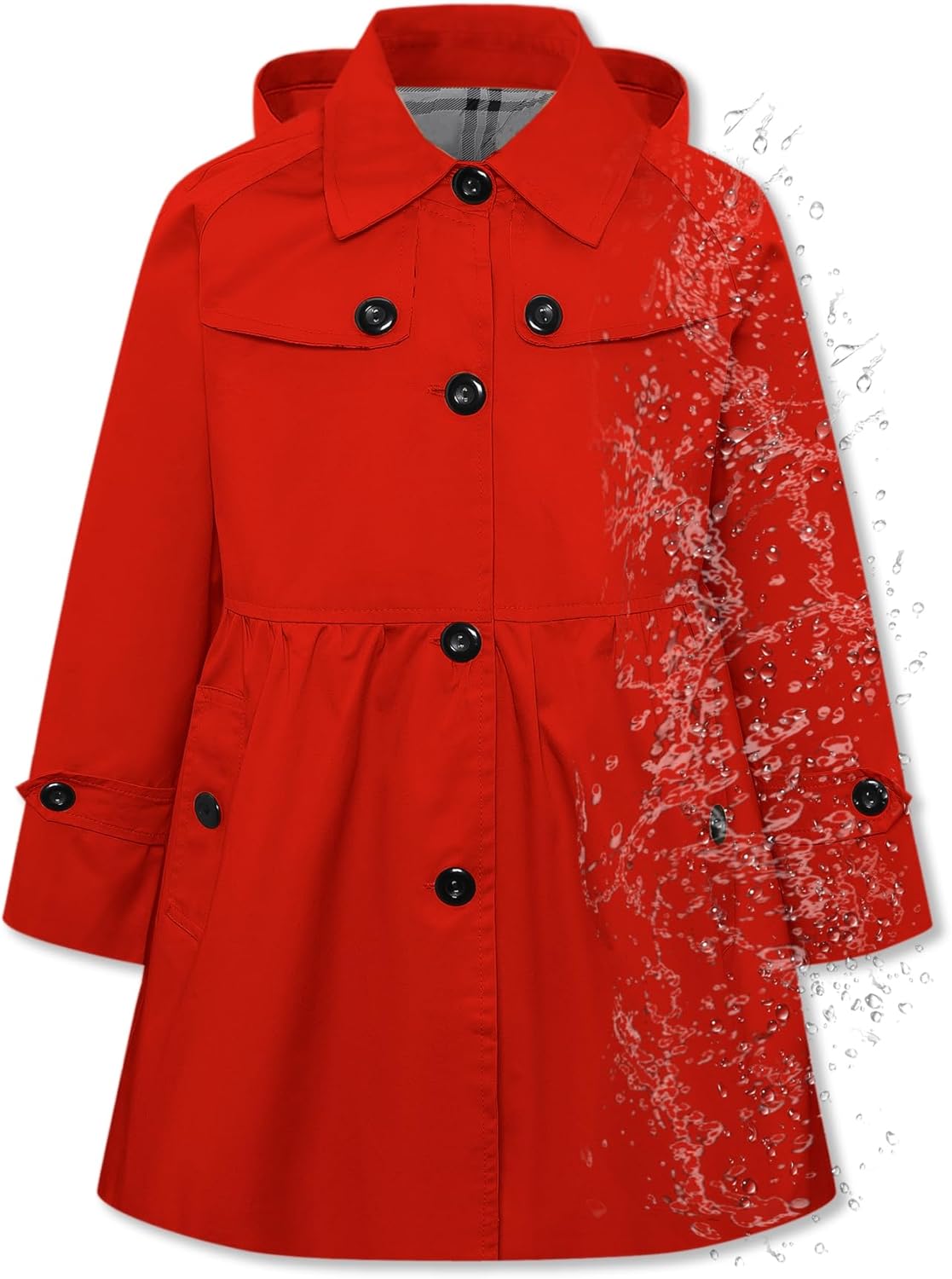 Betusline Girl's Rain Jackets Lightweight Waterproof Hooded Trench Coat Raincoats for Kids,2-14 Years