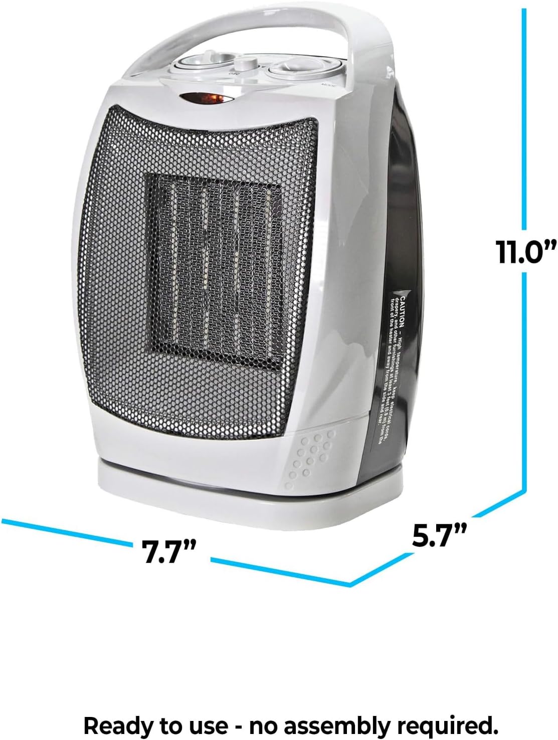 Comfort Zone Oscillating Indoor Space Heater, Portable, Ceramic, Electric, Energy-Efficient, Adjustable Thermostat, Tip-Over Switch, Overheat Protection, Ideal for Home, Bedroom, Office, 1500W, CZ449E