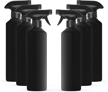 McKLords - Pack of 6 Black Empty Plastic Water Spray Bottles for Cleaning 500ml - Hand Trigger Empty Spray Bottles for Gardening and Home Cleaning - Heavy duty Industrial Refillable