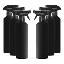 McKLords - Pack of 6 Black Empty Plastic Water Spray Bottles for Cleaning 500ml - Hand Trigger Empty Spray Bottles for Gardening and Home Cleaning - Heavy duty Industrial Refillable