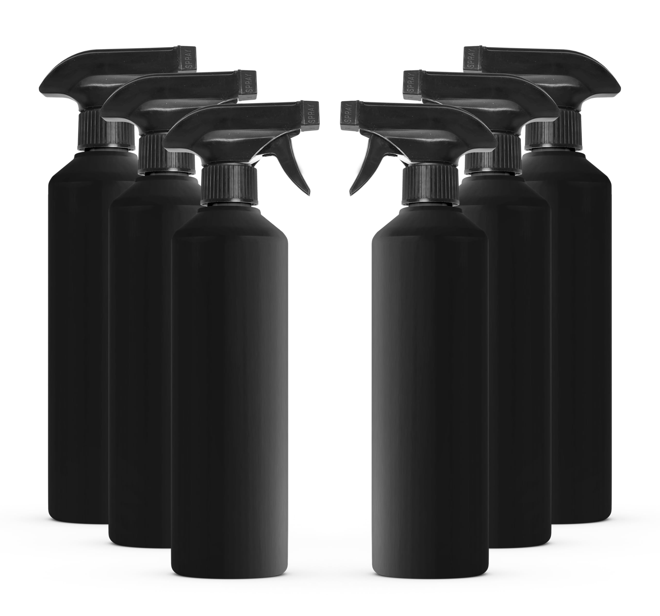 McKLords - Pack of 6 Black Empty Plastic Water Spray Bottles for Cleaning 500ml - Hand Trigger Empty Spray Bottles for Gardening and Home Cleaning - Heavy duty Industrial Refillable