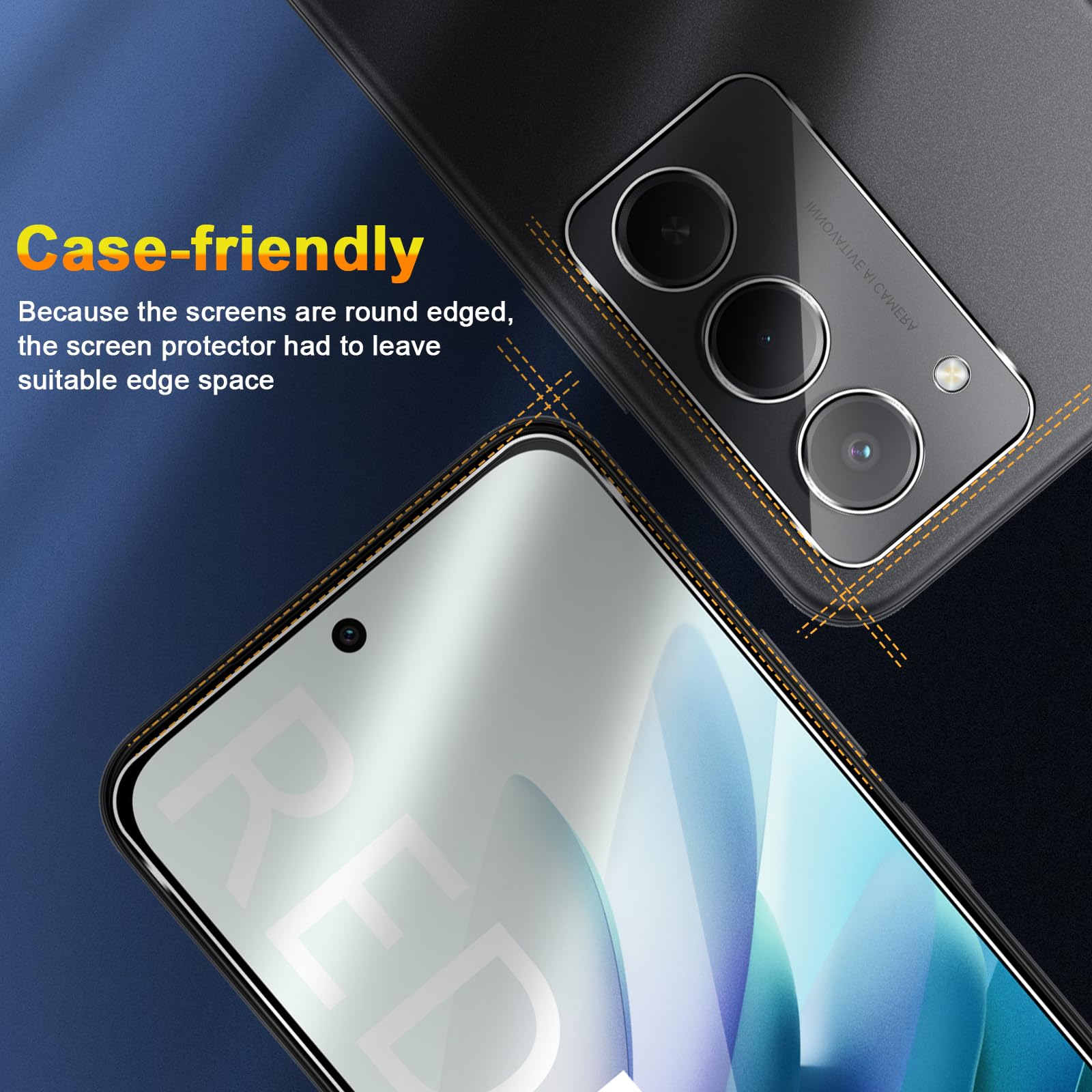 QULLOO Szkło hartowane do Xiaomi Redmi 15 4G / 5G, 2 sztuki szkła ochronnego i 2 sztuki folii na aparat, twardość 9H Anti Scratch HD, przezroczysta osłona ekranu
