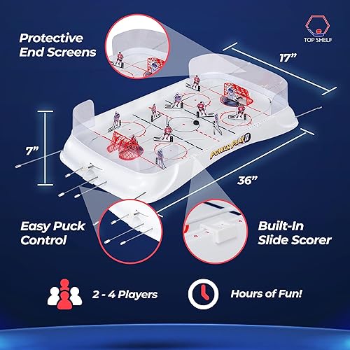 Miniatura 4 de TOP Shelf Power Play 2 Ultimate Table Hockey - Juego de hockey de mesa de 36 x 17 pulgadas para adultos y familia - Hockey realista con cúpula de