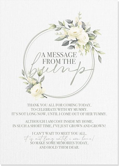 Green Botanical Baby Shower Table Sign - A Message From Bump Poem - A4