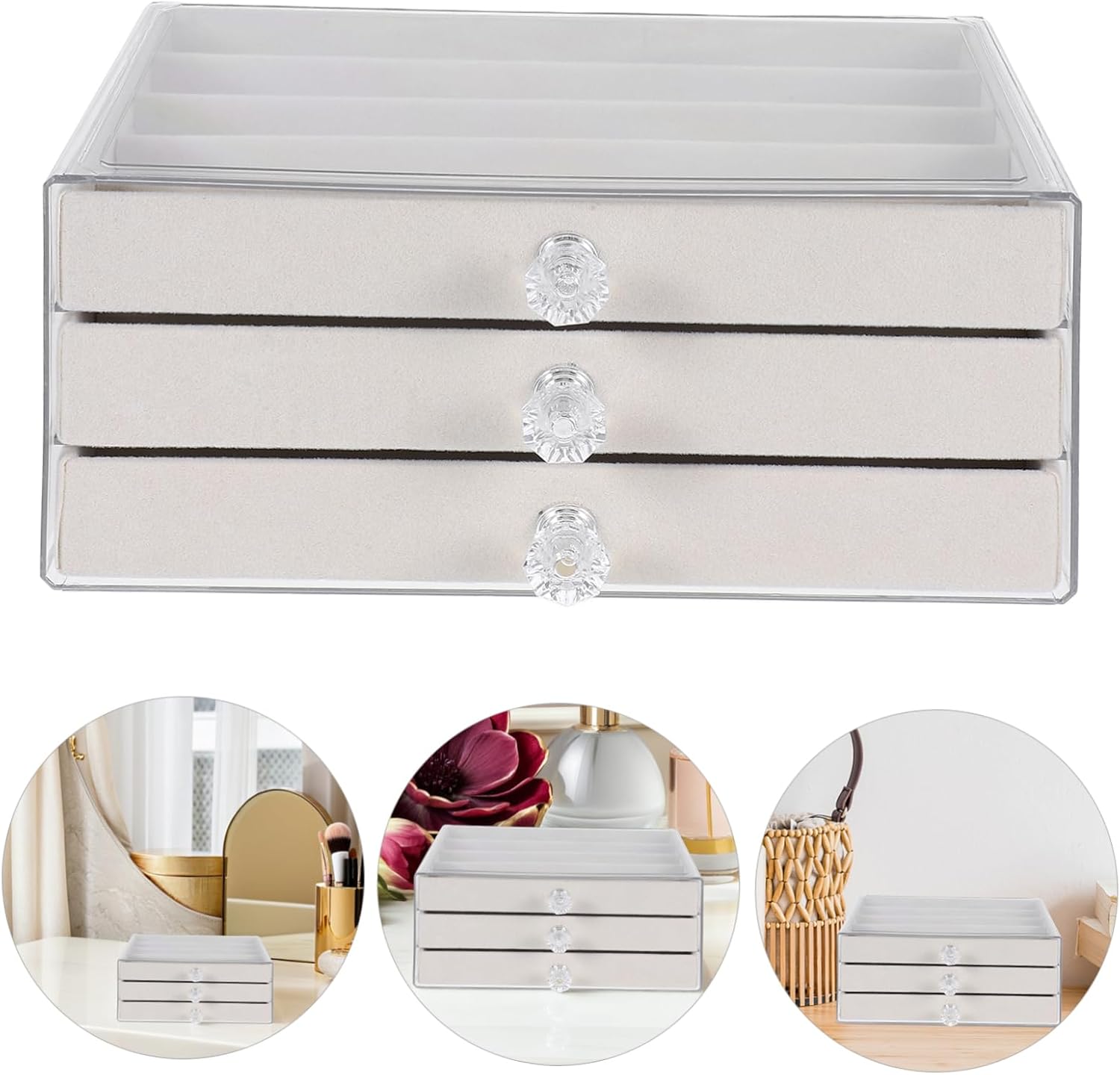 Zerodeko Necklace and Bracelet Storage Box Drawer Organizer Dustproof