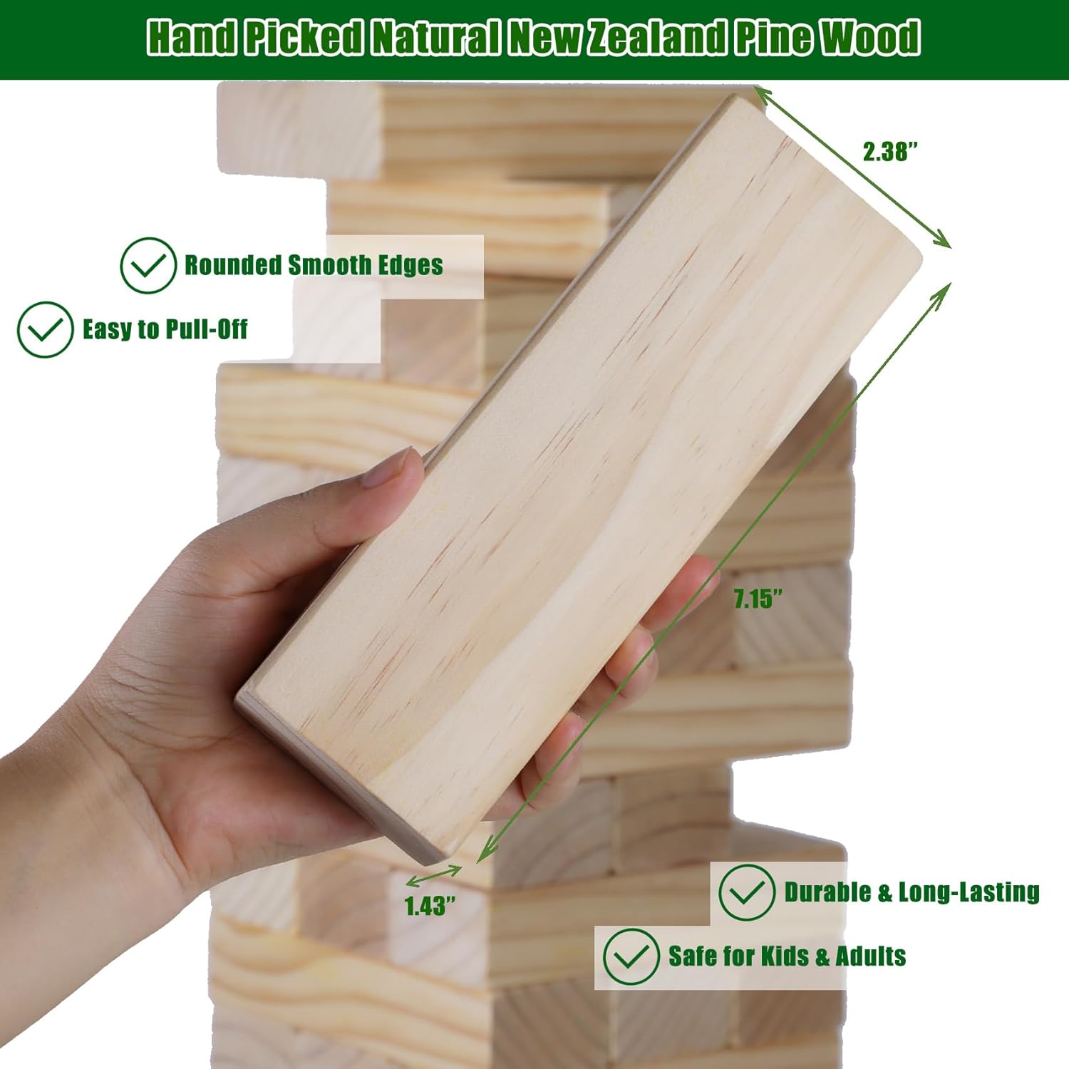olsa jumbo tumble tower outdoor games 60pcs large blocks stacking lawn yard game for kids adults family stack to over 5ft giant family party games for holiday xl-over 5ft