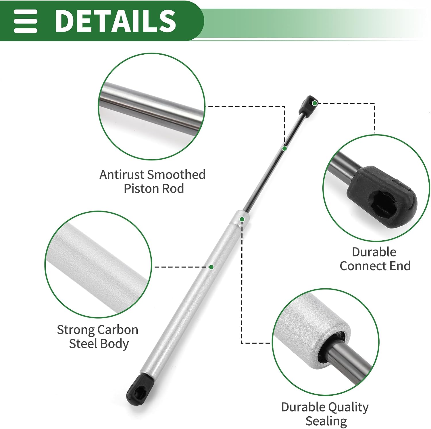 Motoforti Universal Lift Supports Struts Gas Spring 17inch/430mm 20lb/90N/9kg Silver Tone for Car Lid Boat Hatch Roof Window Lid Under Bed Lifting