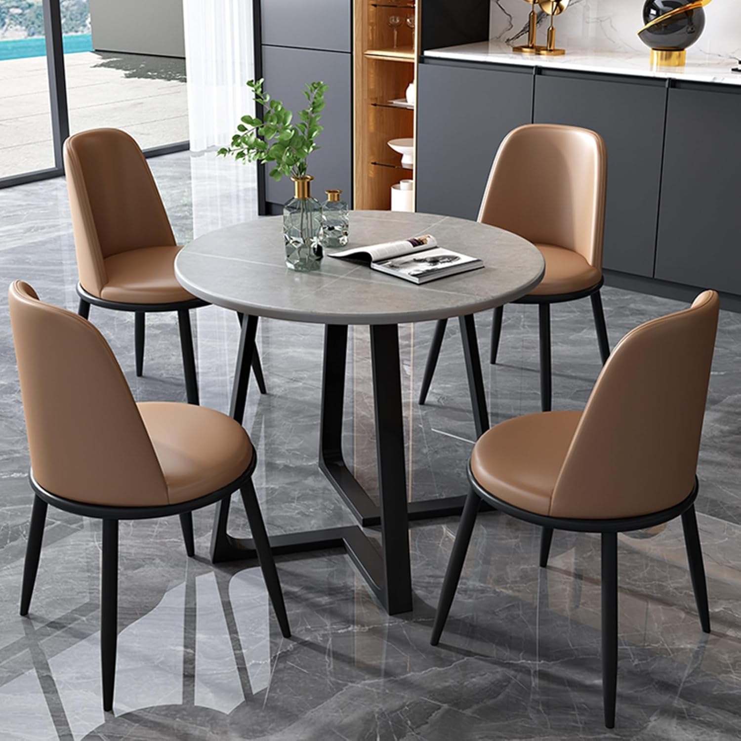 Reception Table and Chairs, Office Table and Chair Set, Small Conference Table, Business Dining Table Set, Mall Corridor Bedroom 1 Table and 4 Chair (Coffee One Size)