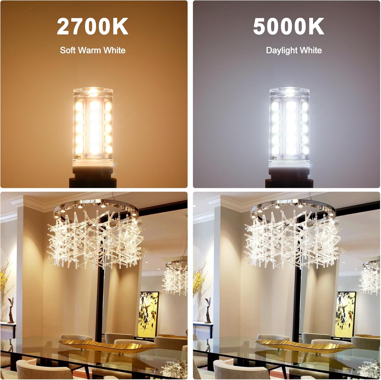G9 LED Bulb 5000K Daylight White, Not Dimmable 4W (40Watt Replacment),1.77 Inch Height T4 Specialty LED Bulb, 120V 400LM Clear G9 Light for Crystal Chandelier, 360° Beam Angle, 6Pack