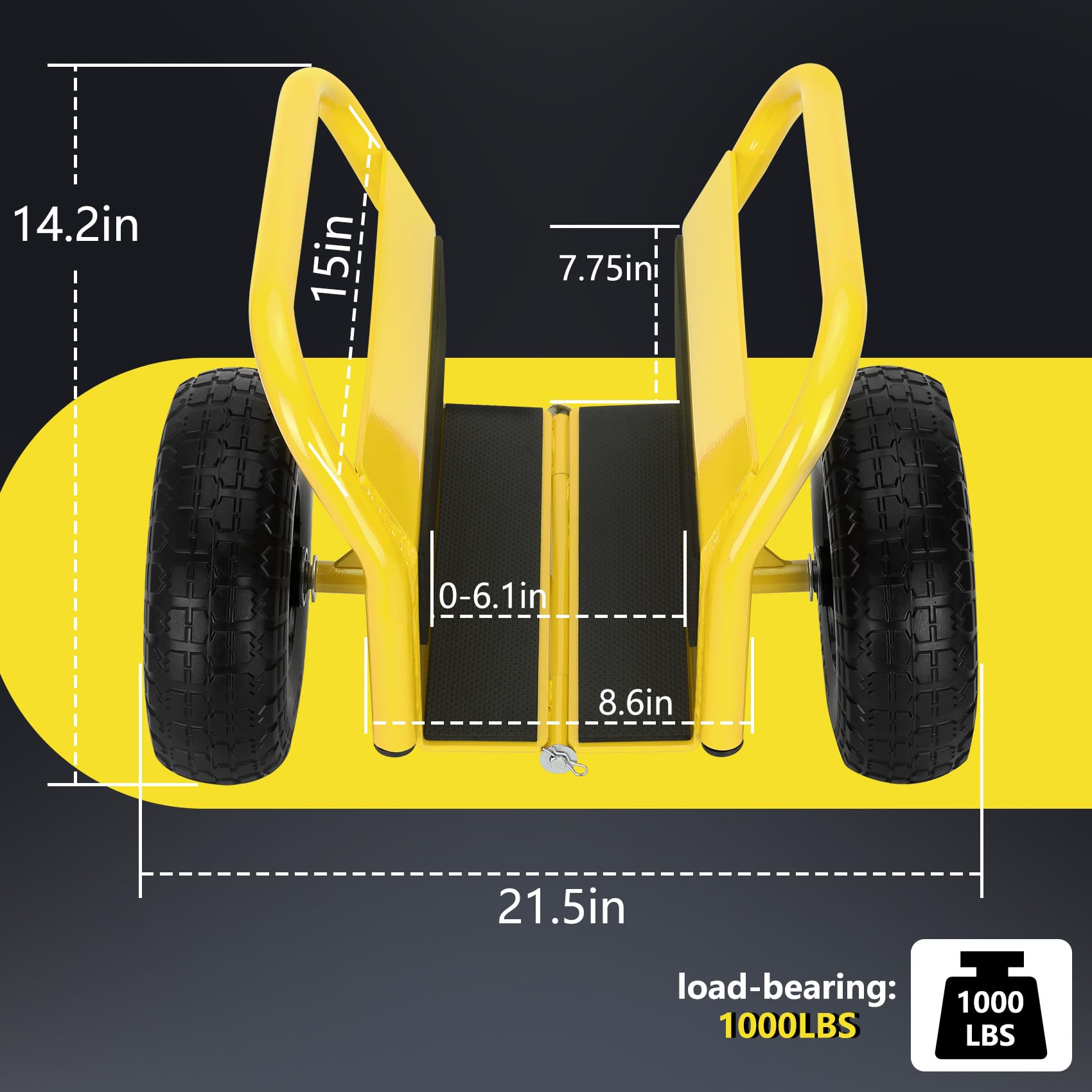 Carrello per pannelli resistenti, capacità 1000 libbre, pneumatici in gomma solida per tutti i terreni da 25,4 cm, per spostare cartongesso, porte e lastre
