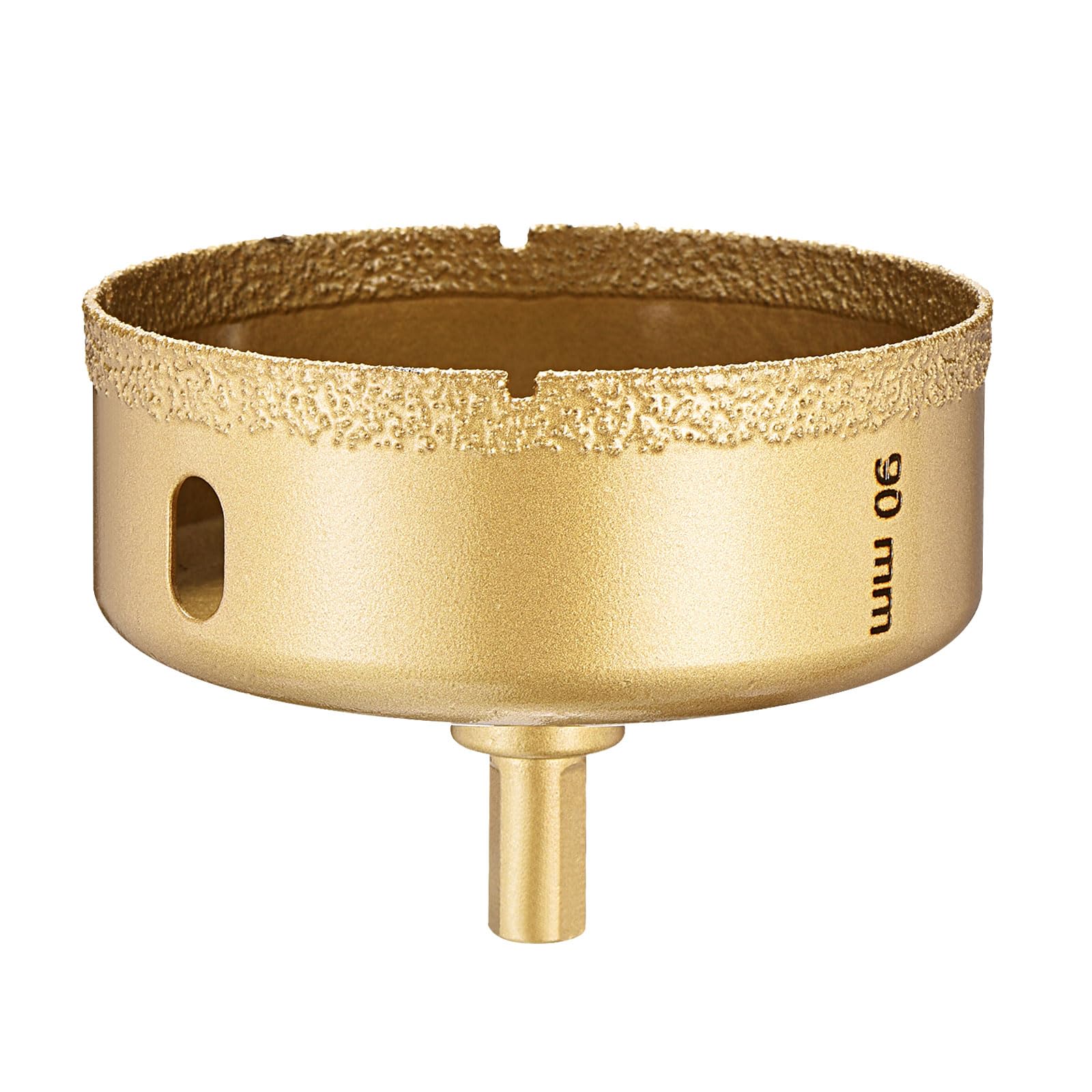 PATIKIL 3-9/16" Diamond Hole Saw 90mm Diamond Tip Hole Cutter 3-Flat Shank for Hand Drilling Ceramic Porcelain Marble Tiles Stone Brick Hard Material - Gold Tone
