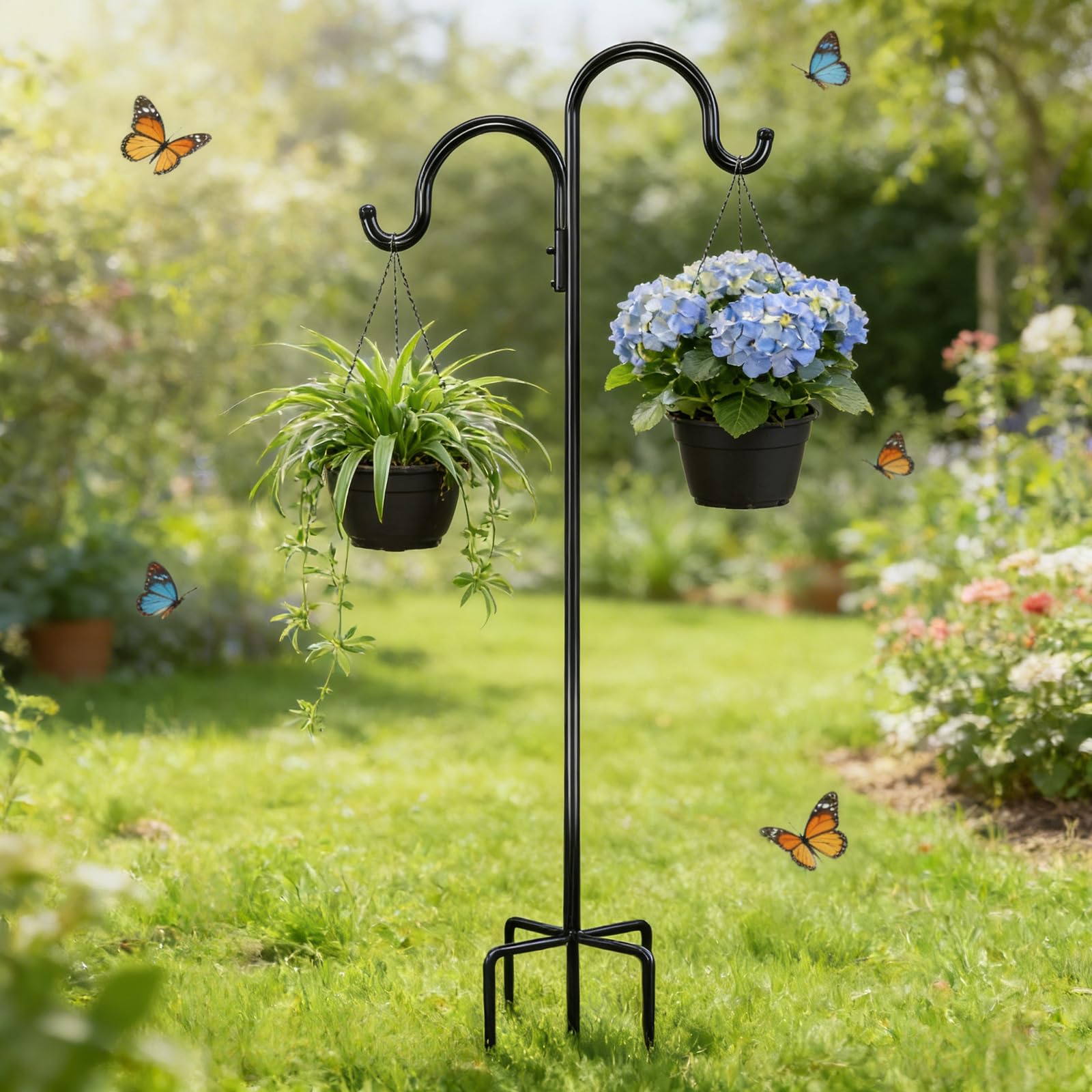 Ami da pastore da giardino 193 cm doppio gancio con 5 ganci per piante