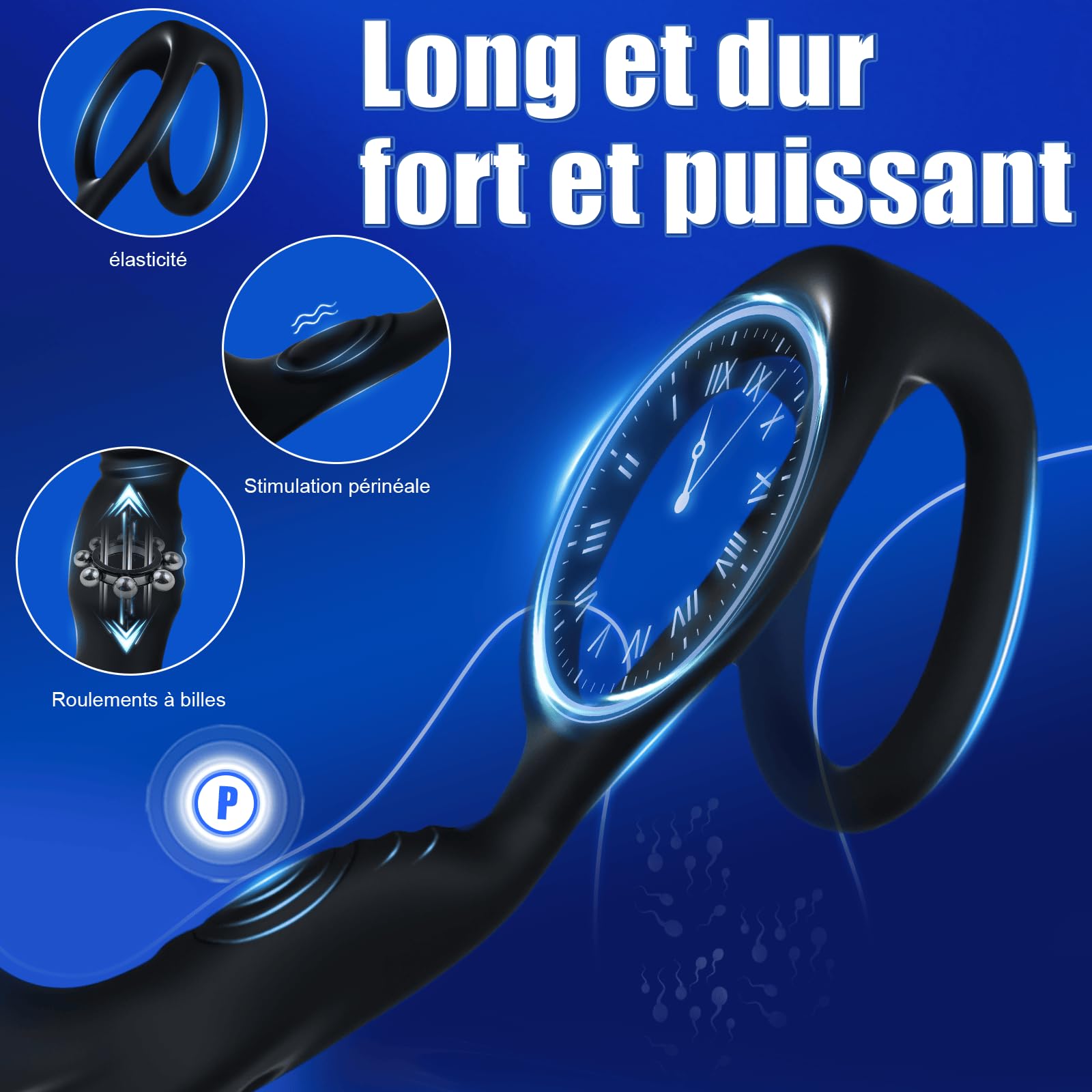 Masseurs de Prostate Vibrant Anal Plug Vibrator Gode Homme pour Anus | Double Anneau Masseur Prostate de Queue en Silicone avec 9 Modes de Vibration Jouets Sexuels Anaux Vibromasseur Anal Sex Toýs