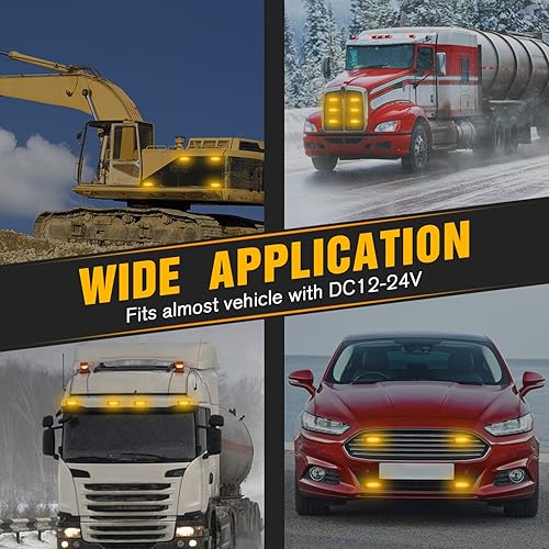 Miniatura 6 de DIBMS 4x - Barra de luces estroboscópicas de emergencia LED, 4 LED de color ámbar y amarillo, luz de advertencia intermitente, barra de luz de