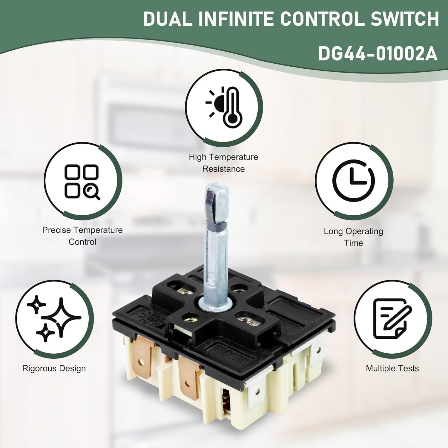 DG44-01002A Dual Infinite Stove Control Switch, Precise Temperature Control, Replace for Samsung Electric Stove Replacement Parts, DG44-01002A Infinite Switch Compatible with FCQ3 FE71 FER3 FTQ3 NE59