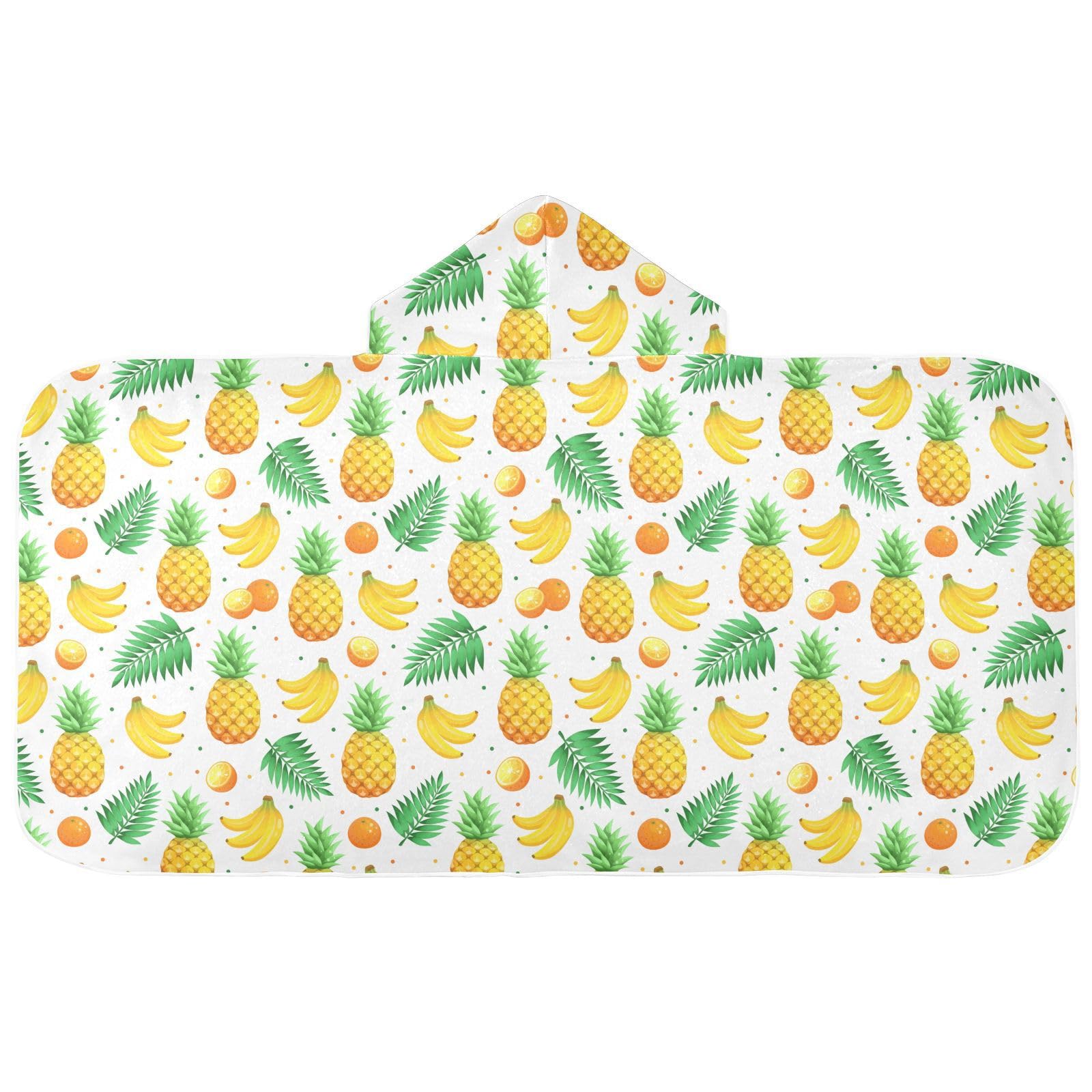 susiyo Kids Hooded Bath Towel Tropical Fruits Beach Towel for Kids 23.5 x 50 Inch Microfiber Soft Absorbent Quick Dry Bath Swim Pool Towel Wrap Poncho Bathrobe with Hood for Kids Toddler