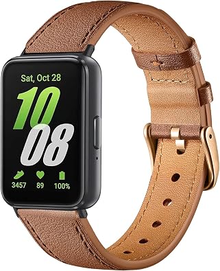 Band Compatible with Samsung Galaxy Fit 3, Genuine Leather Business Replacement Band for Samsung Galaxy Fit 3 SM-R390