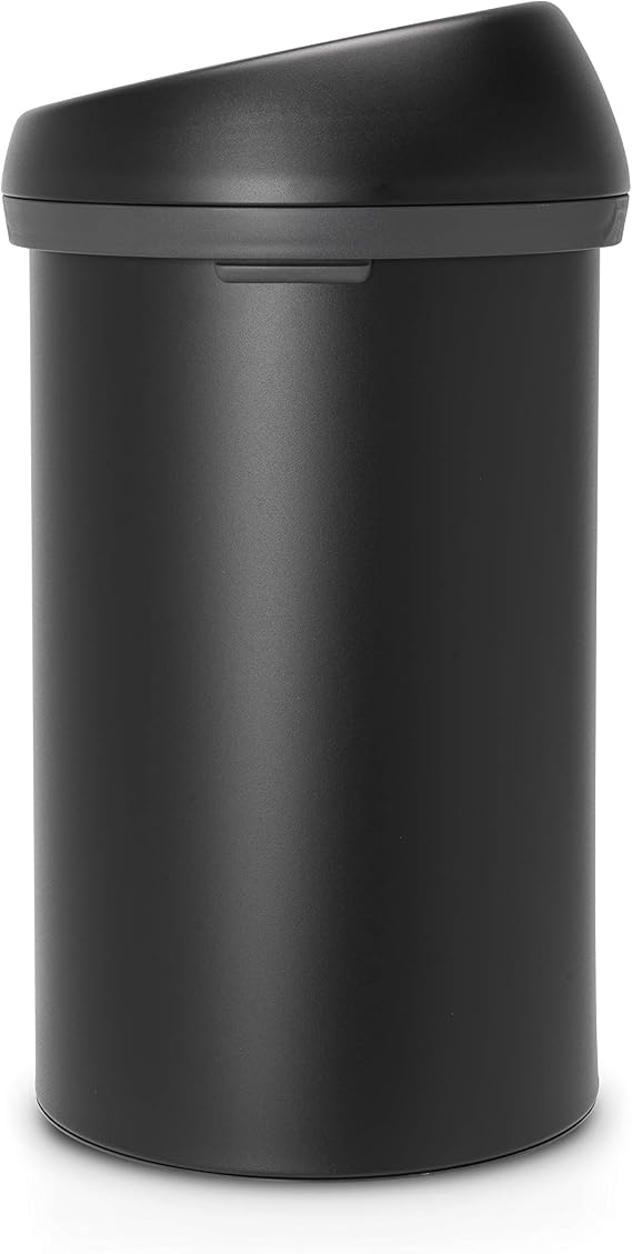 Brabantia 60 Litre Large Kitchen Touch Bin (Mineral Moonlight Black) Removable Lid, Soft-Touch Open, Easy Clean Rubbish Food Waste Bin