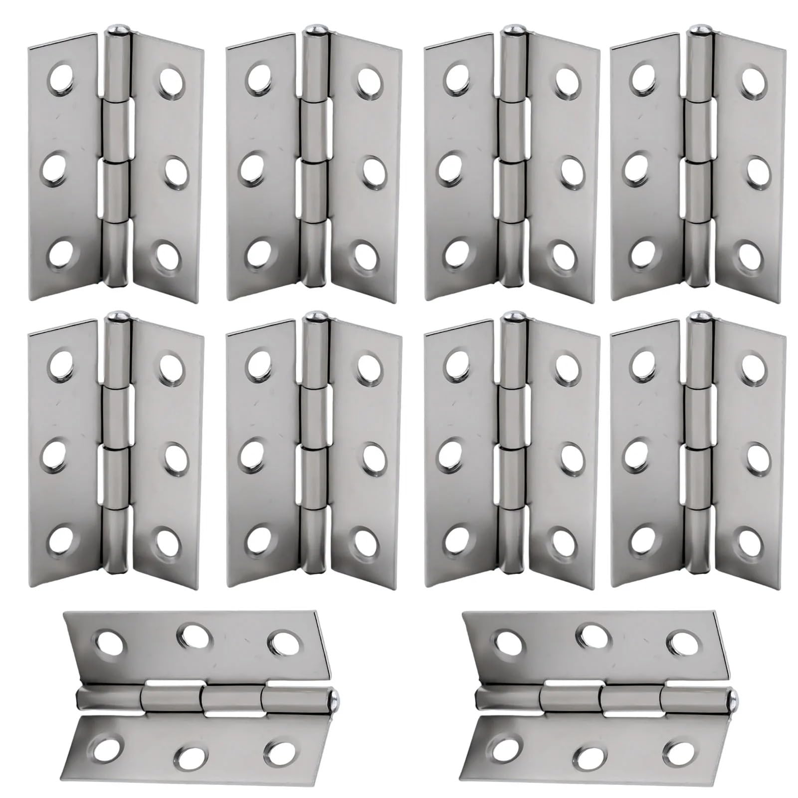 Door Hinges 10pcs Stainless Steel Door Hinges Cabinet Doors Window Wooden Boxes Flat Hinge Home Furniture Hardware