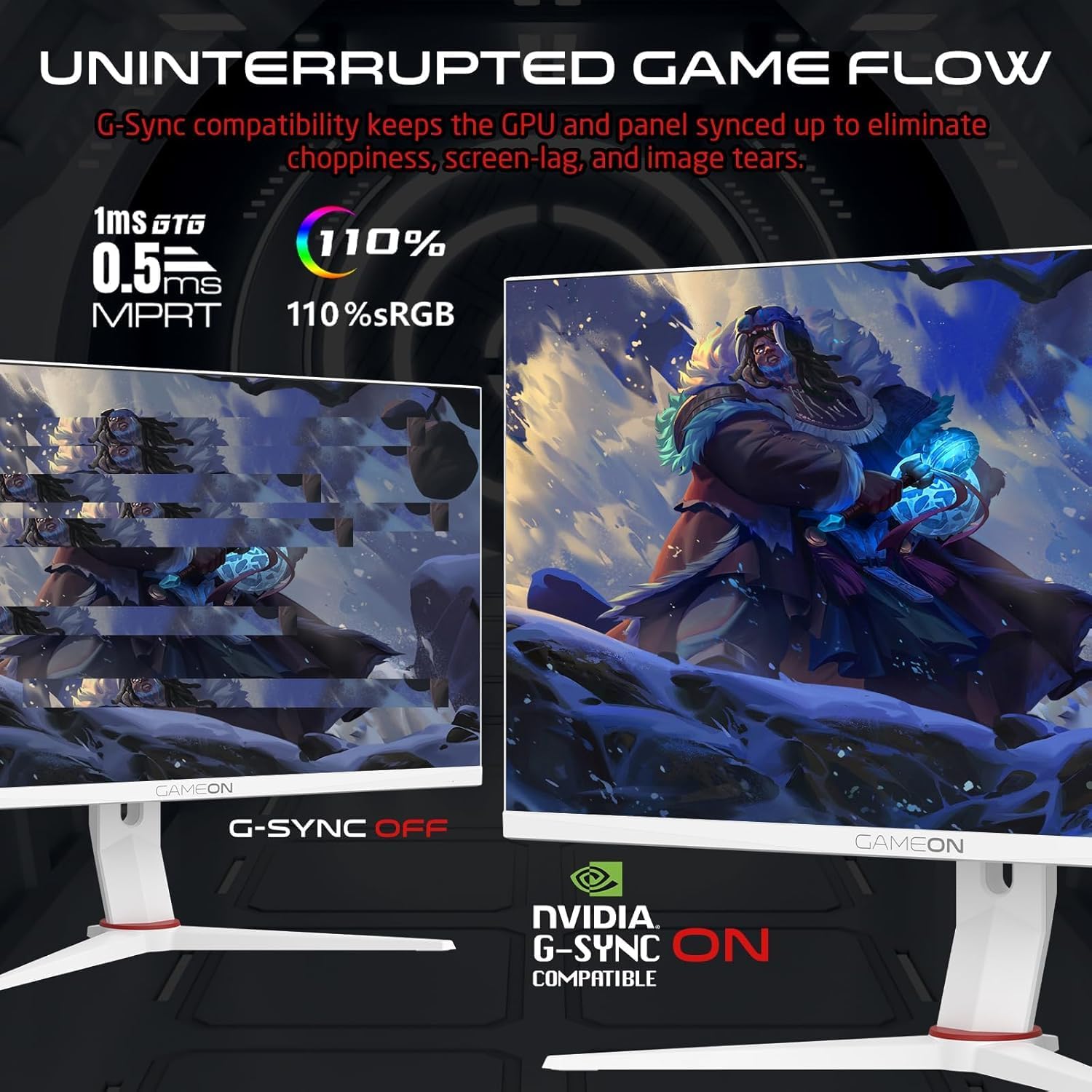 GAMEON GOA27FHD360IPS Artic Pro-Series, White Gaming Monitor 27 Inch, 1920x1080p FHD IPS Panel, 360Hz Refresh Rate, 0.5ms Response Time, Adjustable Stand, Supports PS5 - موديل PS5 - 360Hz 2026 - view 3