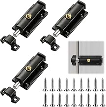 Foonary 3 pestillos para puerta interior, pestillo de resorte de acero inoxidable negro, 3 pulgadas, cierre automático de presión, antirrobo, para puertas interiores con acabado de acero inoxidable