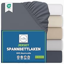 Basics Fitted Sheet 180 x 200 cm - 100% Cotton Jersey Bed Sheet, Oeko-Tex Certified, Up to 25 cm Mattress Height - Anthracite