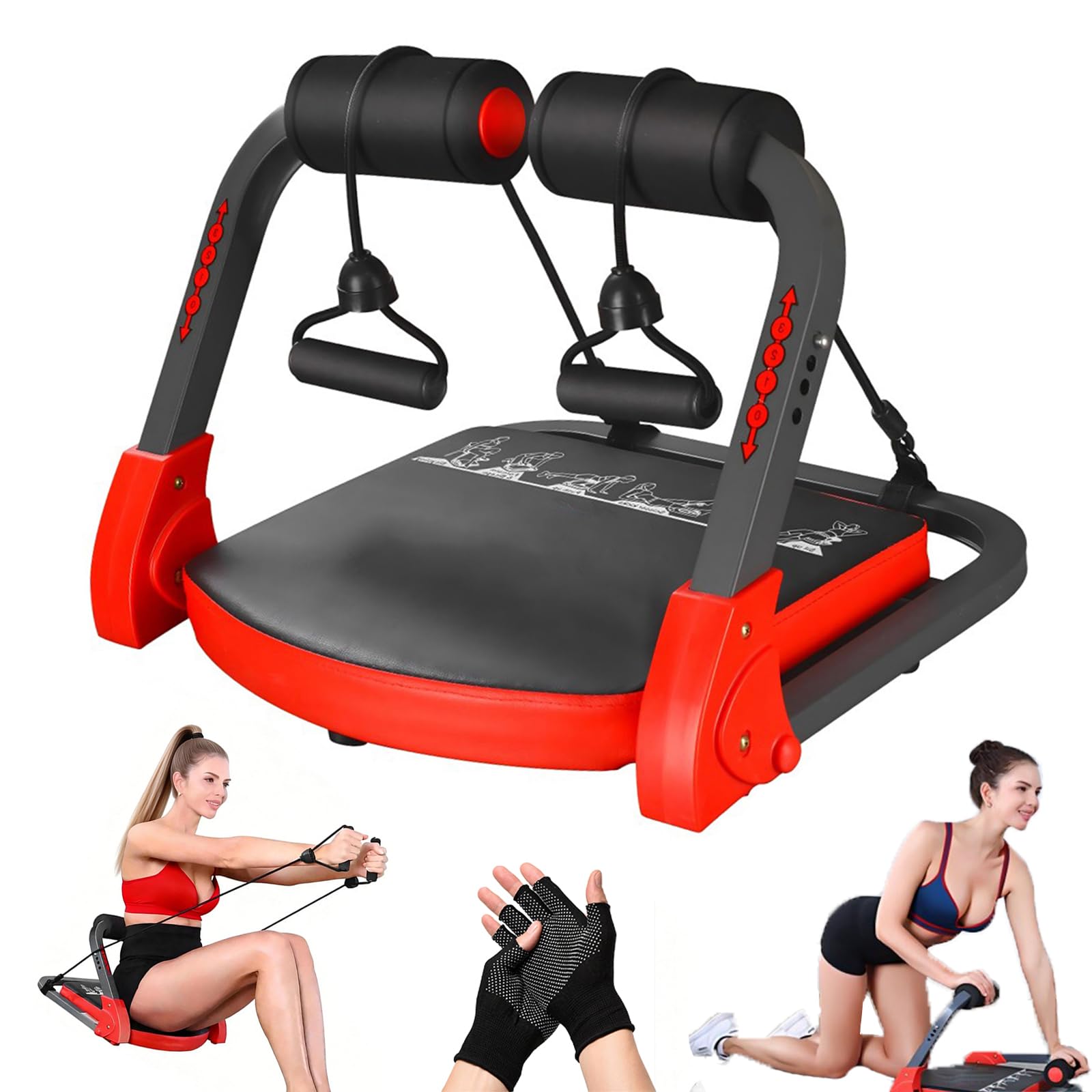 Core Appareil Abdominaux, Abdos Musculation Appareil, Core Abs Home Trainer 21-en-1, avec 4 Angles Ajustables, Inclut Cordes de Tirage, Gants, Adapté à Maison et Bureau, pour Abdominaux, Jambes, Bras