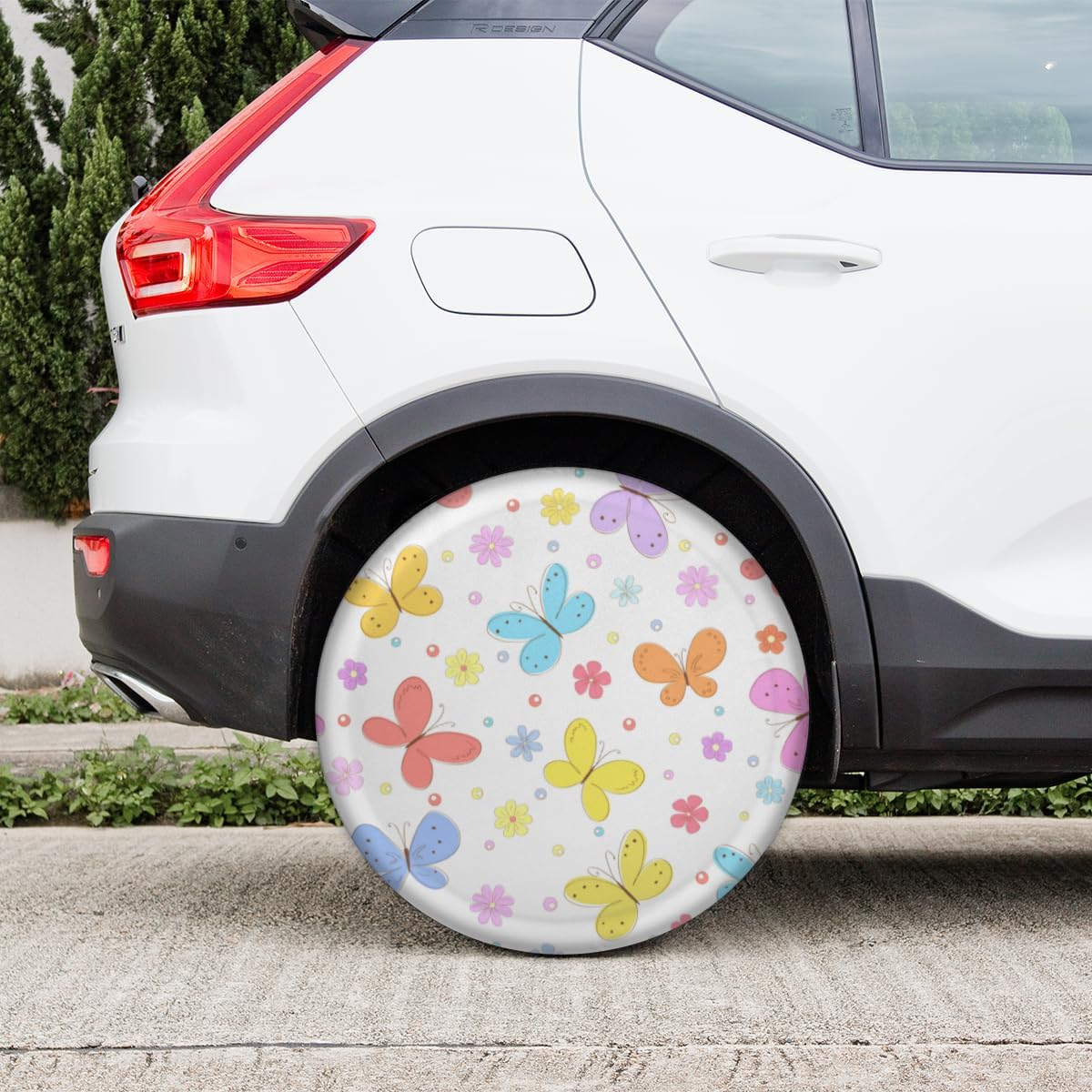 Cartoon Butterfly Tire Covers Portable Spare Tire Cover Soft Durable Waterproof Dustproof Set of 4 Bags 14 Inches for Car Truck SUV Trailer Camper