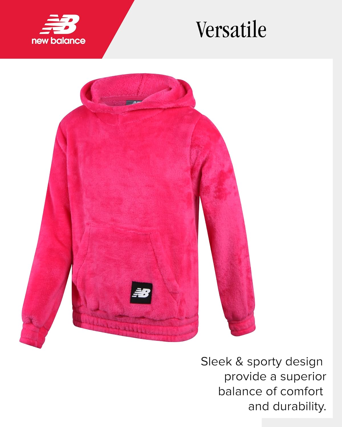 New Balance Girls Hoodie - Super Soft Plush Fleece Pullover Hoodie, Lightweight Hooded Sweatshirt for Kids & Teen Girls