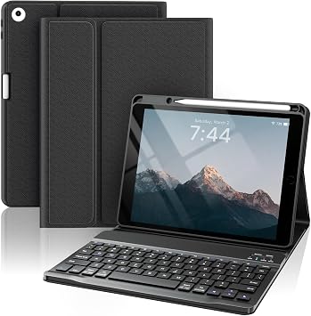 for iPad 6/5th Generation Case with Keyboard 9.7 Inch 2018/2017 iPad Air 2/1, Detachable Wireless Bluetooth iPad Keyboard Case with Folio Smart Cover Black