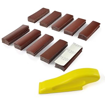 MAXMAN 100pcs Micro Sander Paper Kit, 3.5x 1Hand Sanding Block Finger Zip Sander for Small Projects, Assorted Sandpaper of 80 120 240 400 600 800 1000 1200 1500 2000 Grit for Wood Crafts Sanding