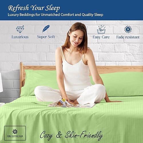 Miniatura 5 de Juego de sábanas de 1000 hilos, 4 piezas, cómodas sábanas de algodón Giza de lujo para mujeres, hombres, niños y adolescentes, bolsillos profundos,