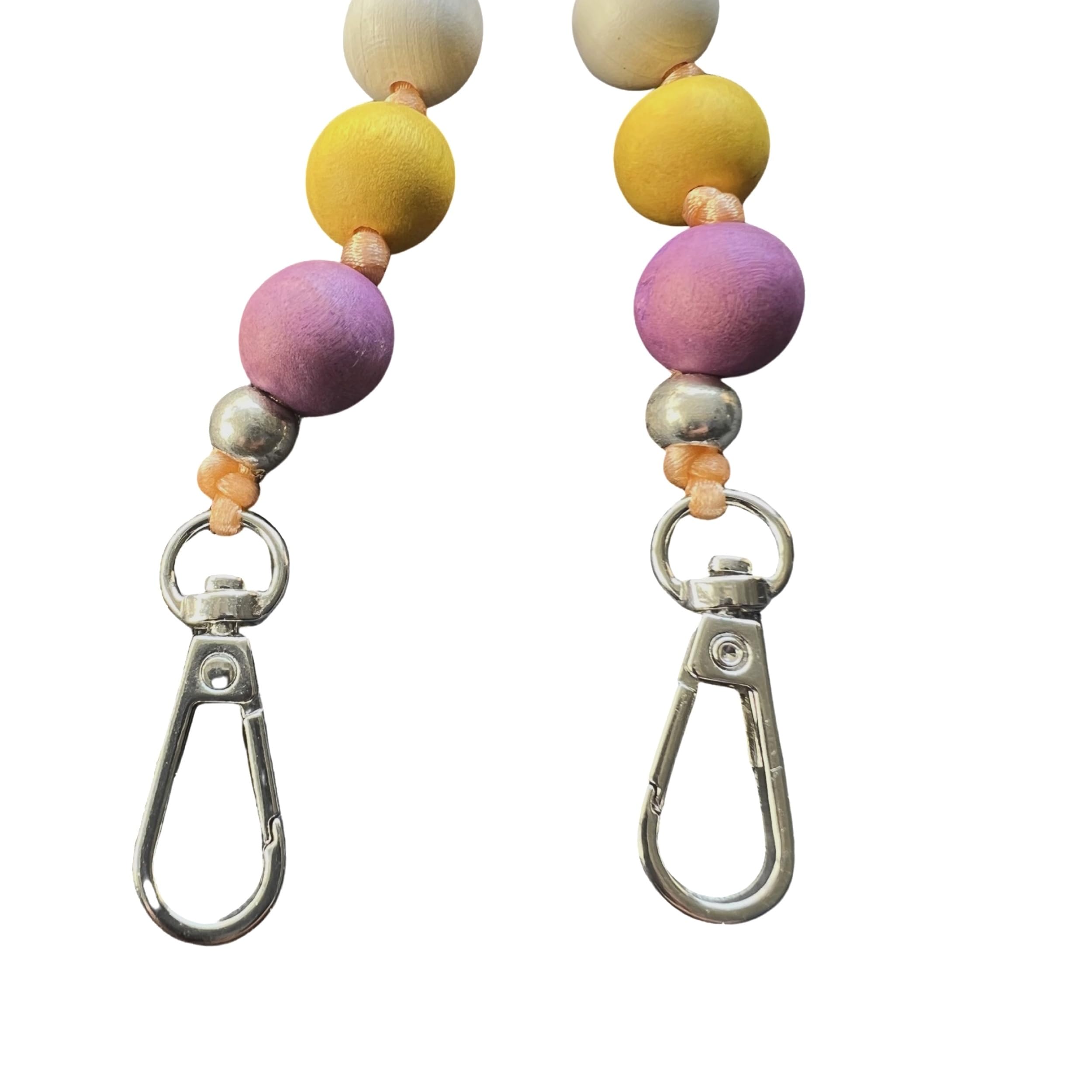 Handykette zum Umhängen Multicolor Holzperlenkette kompatibel mit Handy Apple iPhone I 15mm I Länge 138 cm