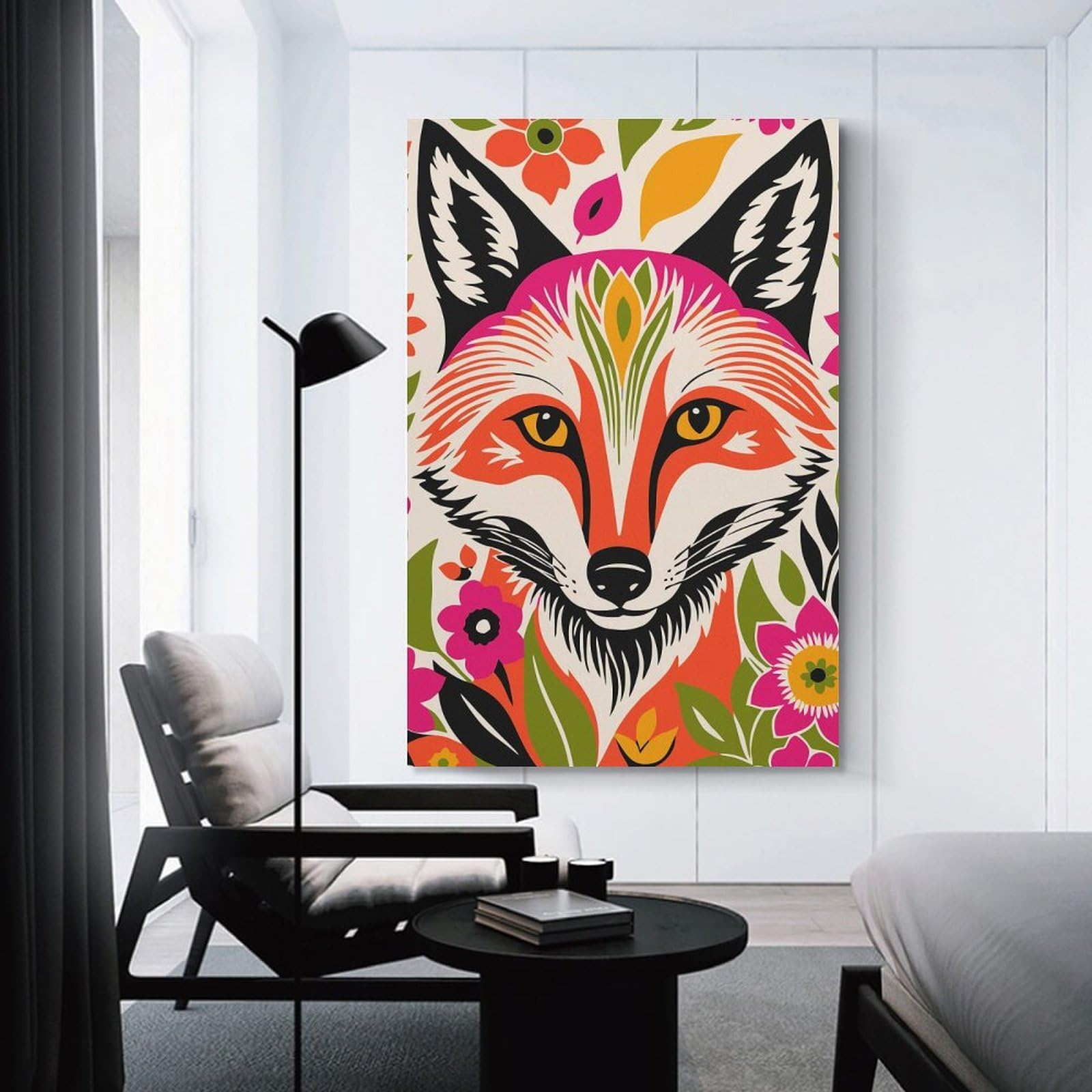 Junmoney Decorative Wall Artwork Bohemian Cute Fox, 08x12inch(20x30cm), for Living Room, Lounge Or Sitting Room, Modern Wall Decor for Cosy Interiors