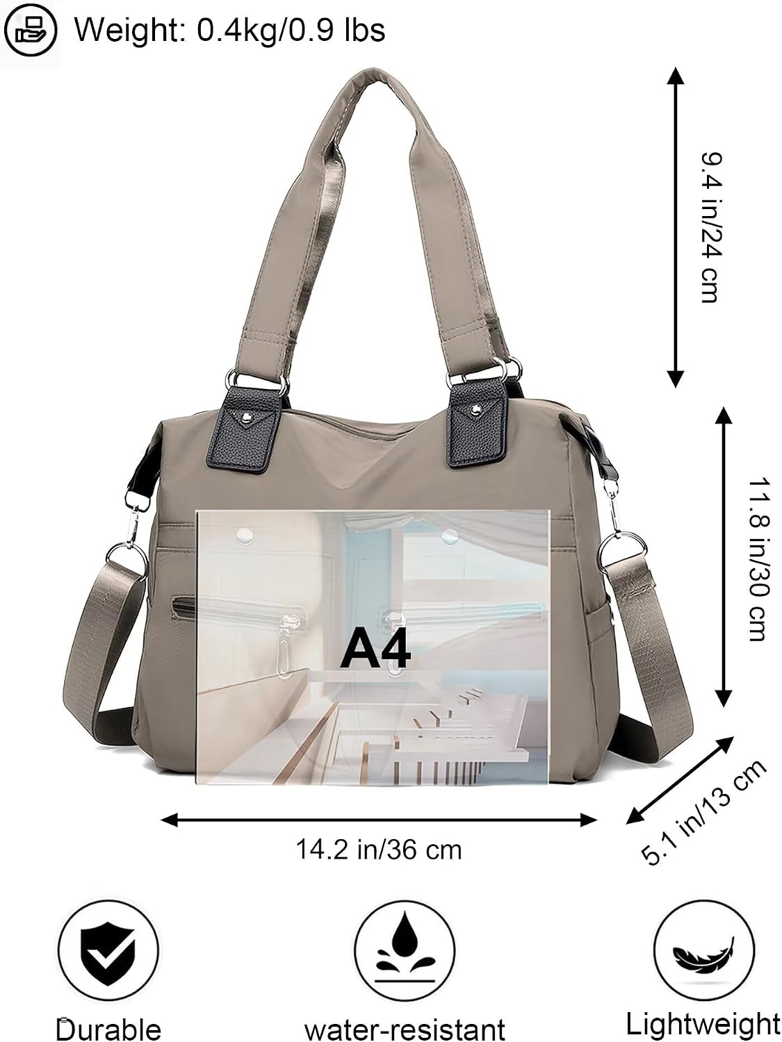 Large Handbags for Women, Casual Multi Pocket Tote Bag With Adjustable Straps Ladies Work Bags for Women Waterproof Shoulder Bag for Travel Gym Work Beach Shopping image 4