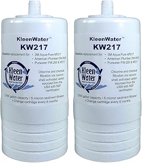 KleenWater KW217 Water Filter Compatible With Aqua-Pure AP217, Carbon Replacement Cartridge, Set of 2