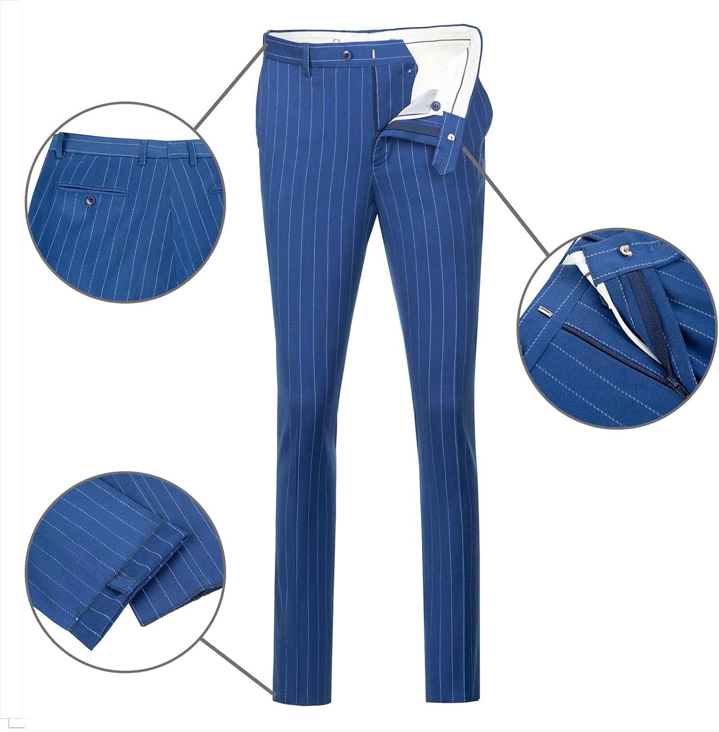 Mens Suits Slim Fit 3 Piece Double Breasted Tuxedo Suit Jacket Vest Pants Set for Wedding Prom - Image 5