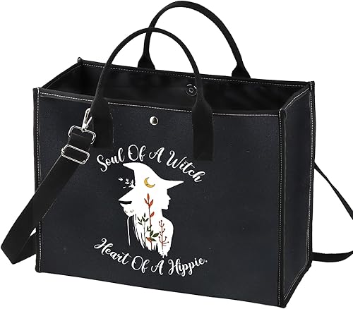Miniatura 8 de LEVLO Bolsa de lona de bruja Regalo de bruja Alma de una bruja Corazón de una bruja Bolsa de hombro Hippie Mercancía mágica de bruja