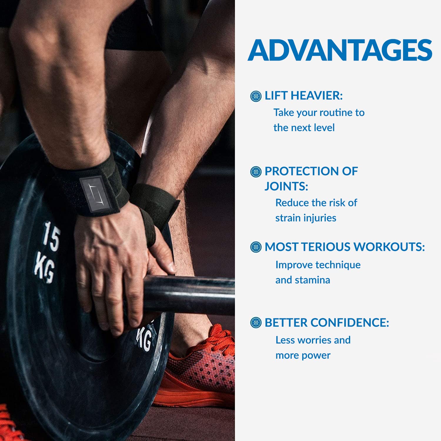 Polsini Da Palestra LISTHEN Per Sollevamento Pesi - Fasce Elastiche Per Polsi Da Crossfit E Bodybuilding (Nero, 2 Pezzi) - Foto 4