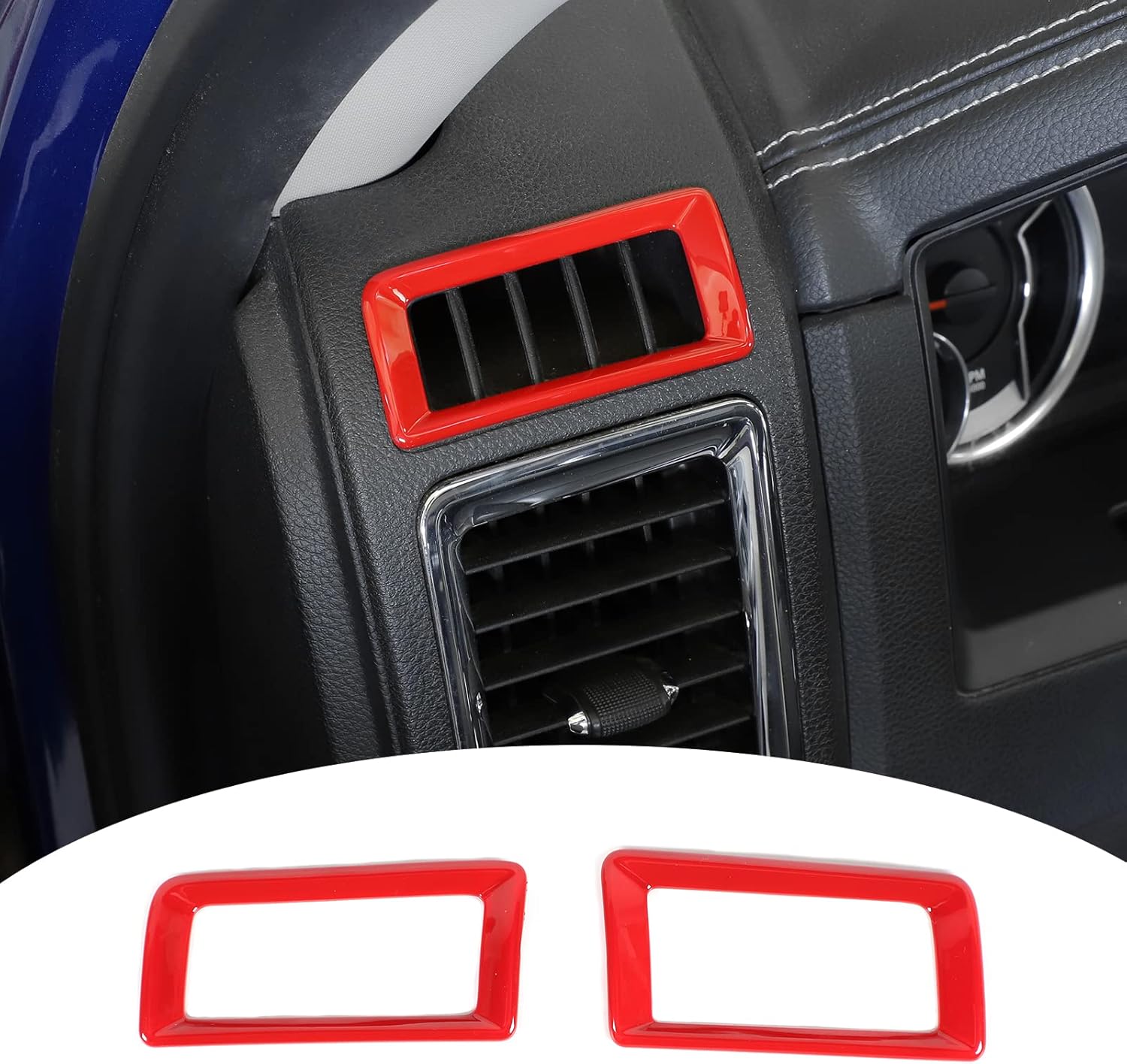 Center Console Dashboard Air Conditioner Outlet Vent Trim ABS 2pcs for 2010-2017 Dodge RAM(Chrome)