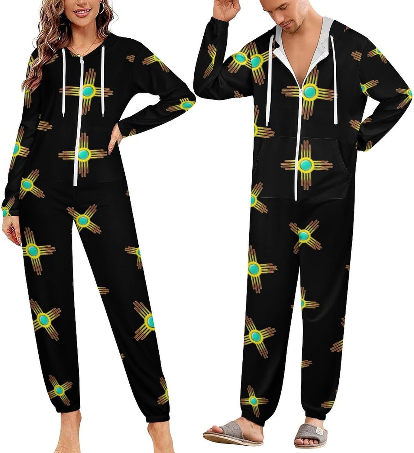 New Mexico Logo Adult Pajamas Onesie with Hood Pocket Jumpsuits One Piece Sleepwear