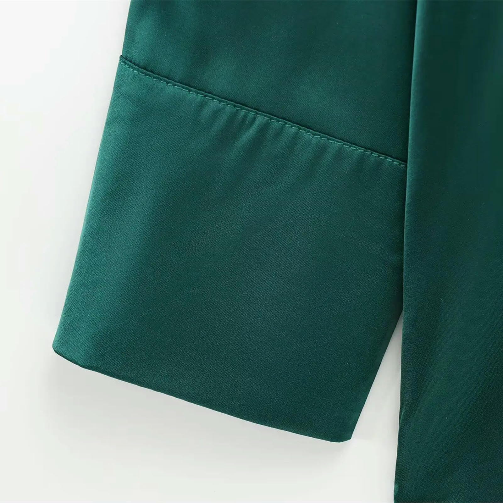 Camicia Donna da in Raso A Maniche Lunghe Forma di V Primaverile Decorata con Bottoni, Top Casual per Pendolari Versatile-Verde-s