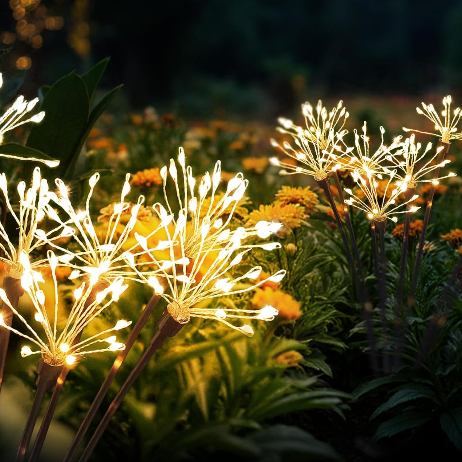 Cveenk Solar Gartenleuchten für Außen, 2 Stück 160 LED Gartendeko Solarleuchten für Außen, Wasserdicht Solarstecker Gartenleuchten Solarlampen Feuerwerk für Außen Garten Weg Terrasse Balkon Deko