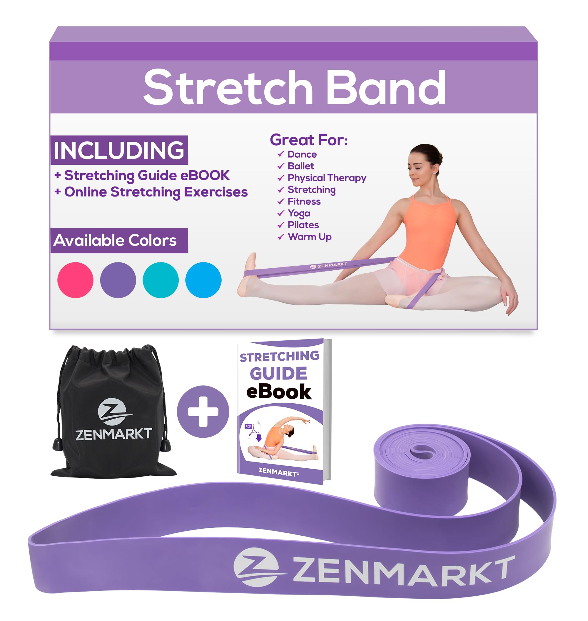 Zenmarkt Ballett-Stretchbänder für Flexibilität und Kraft – Stretchbänder, die bei jedem Wettkampf als Tanzausrüstung unverzichtbar sind – geeignet für Gymnastik, Cheerleading und Pilates-Training