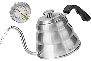 Gooseneck Kettle with Thermometer, 28oz Stainless Steel Tea Kettle for Stove Top