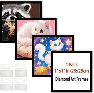 Diamond Art Frame 12x12 Inch - Diamond Frames 30x30 cm Painting Suitable for 10x10inch Picture, Diamond Frame Magnetic Self-Adhesive,Suitabble Frames Painting for Wall Window Door - (Black-4Pack)