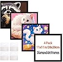 Diamond Art Frame 12x12 Inch - Diamond Frames 30x30 cm Painting Suitable for 10x10inch Picture, Diamond Frame Magnetic Self-Adhesive,Suitabble Frames Painting for Wall Window Door - (Black-4Pack)